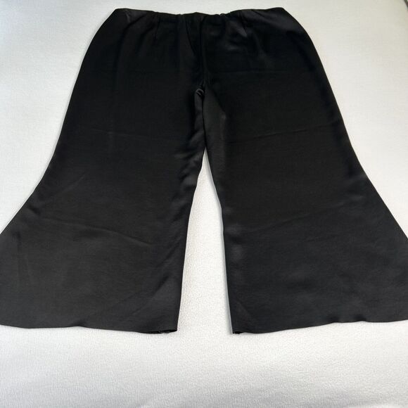 Vince Womens Size 20 NWT Satin Wide Flare Pants Elastic Waist Black VE800622039 - Picture 3 of 8